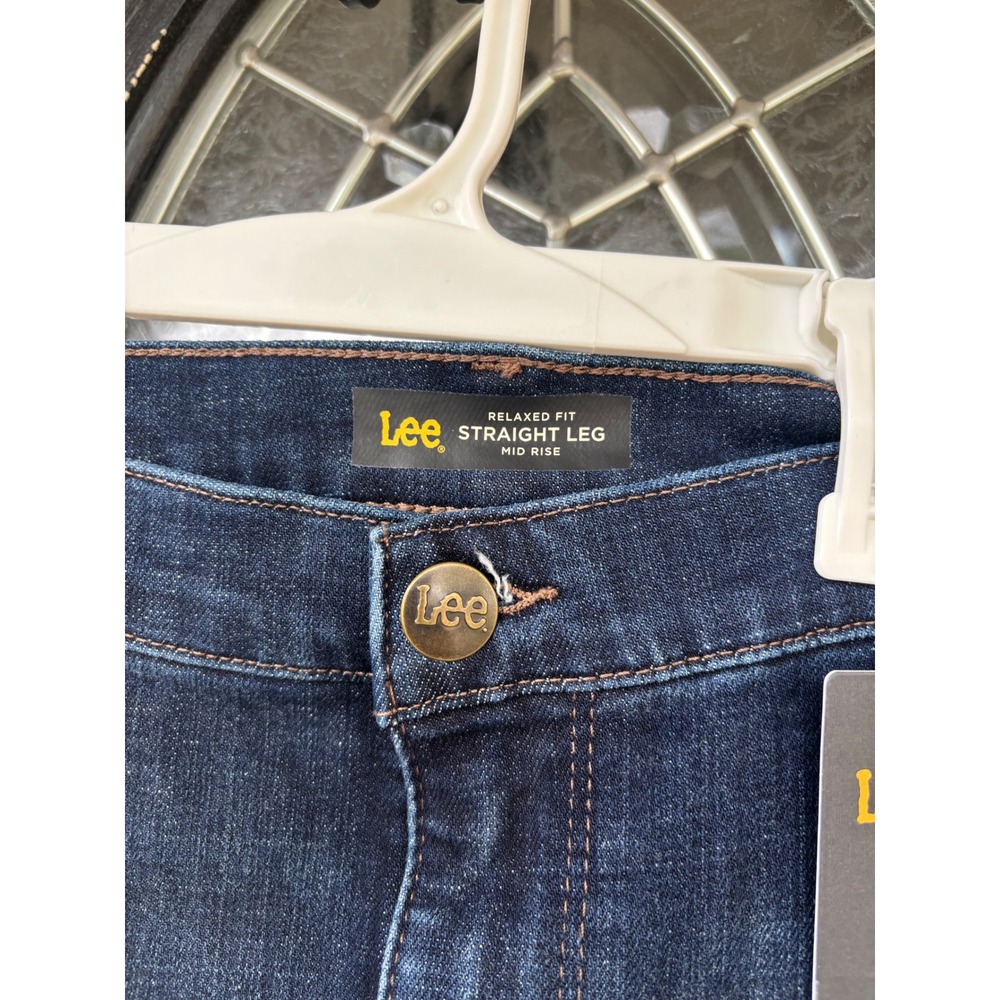 Lee Womens Relaxed Fit Straight Leg Mid Rise‎ Dark Wash Jeans 18 Medium 3054039 - Picture 4 of 8